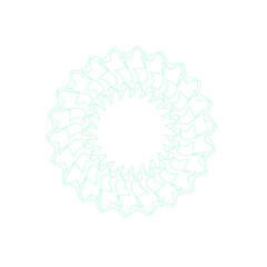 An abstract transparent circular spiral line art pattern design element.