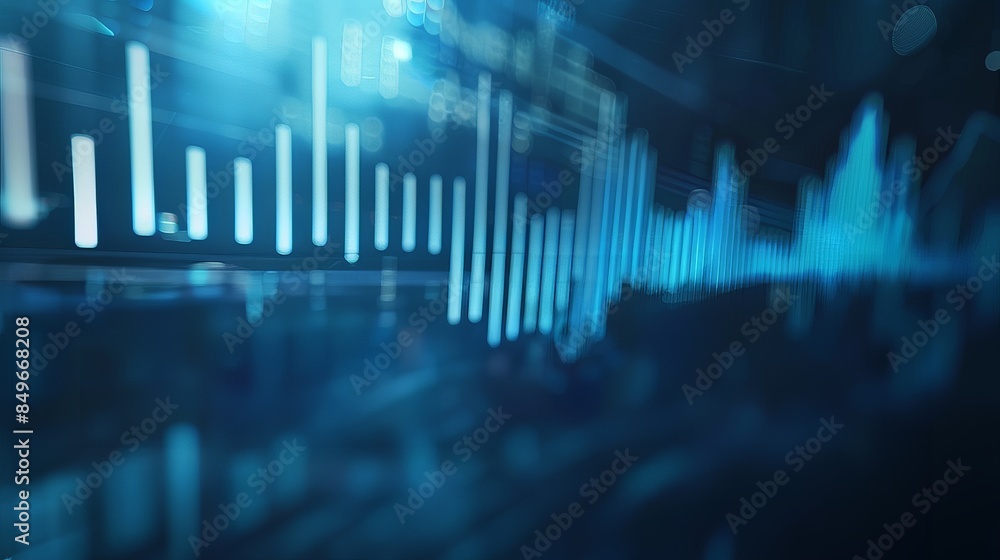 Aufkleber abstract blue financial graph showing data trends and market analysis with blurred background for bu