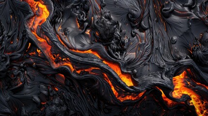 Texture of molten lava on a backdrop of fiery cuisine