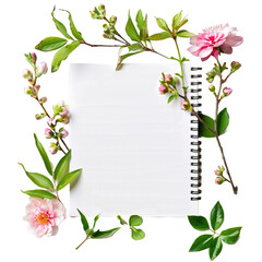 Fototapeta premium Spring notepad front view on transparent or white background