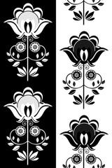 Black white seamless background with flowers ..Abstract, repeating regular pattern for print ..Graphic design with regular shapes.