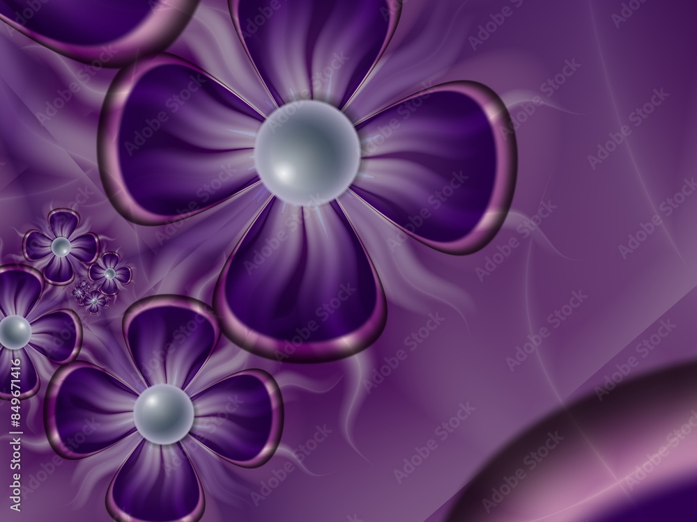 Aufkleber fractal image as a beautiful template for inserting text in purple color. background with flower. gr