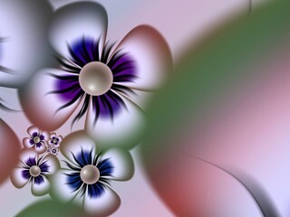 Fantastic multicolored flowers. Fractal artwork for use as templates, computer backgrounds, label printing and more. Graphic background design.