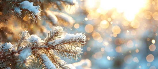 Sunny winter pine branch - Powered by Adobe