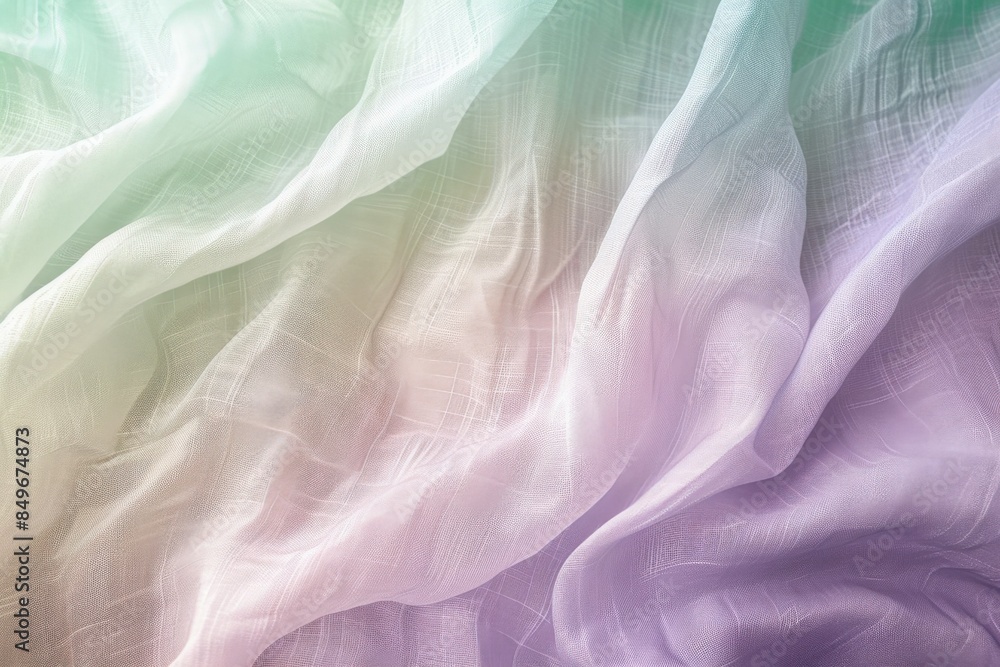 Poster Semi-sheer fabric with a checkered pattern is flowing in the wind, forming elegant folds and creating a delicate and airy feel