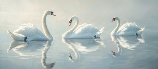 Mute swan cygnets on a calm lake