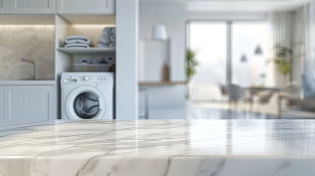 Marble countertop with laundry appliances