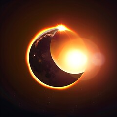 Obraz premium total solar eclipse of the sun, moon covers the sun in a solar eclipse illustration