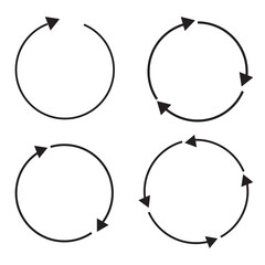  Circle arrow icon. different circular arrows on white and black background. rotating arrow  Vector illustration.
