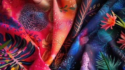 Modern textile designs with vibrant digital prints