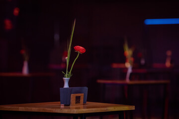 poppy in a vase, beautiful table decoration with poppies