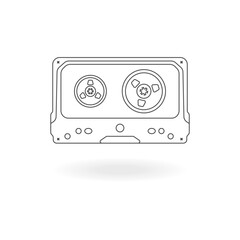 VHS cassette vector icon. Vintage video cassette vector. Old video and audio tape player. Vintage music vector logo. Retro cassette on a white background vector. Outline of a tape player.