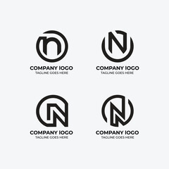 N logo set flat design