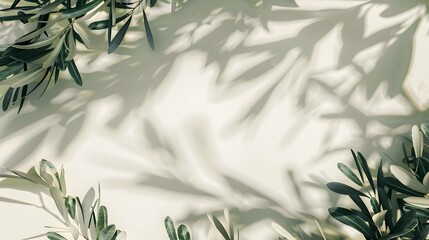 Olive tree leaves and branches. Summer wedding stationery mock-up scene