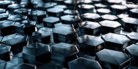 Fototapeta premium Black and Silver Cubes in Room