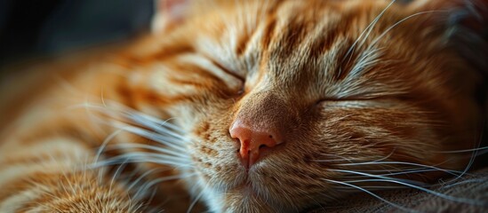 Close-up of a domestic shorthaired cat sleeping
