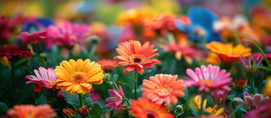 Fototapeta premium Vibrant flowers in a garden