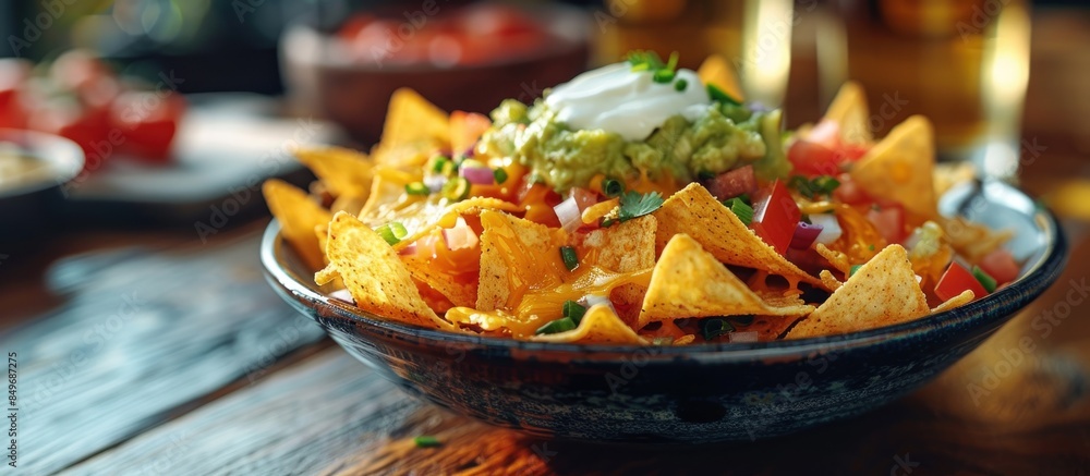 Wall mural nachos with guacamole and sour cream