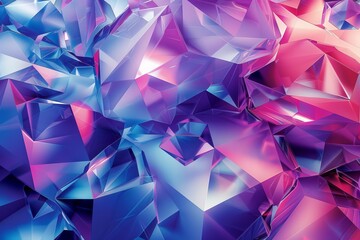 Obraz premium Vibrant Crystal Explosion: A Colorful Abstract Digital Artwork with Dynamic Geometric Shapes