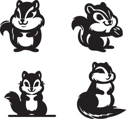 Vector of cartoon squirrel illustration on white 