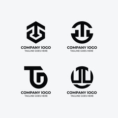 T logo set flat design
