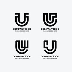 U logo set flat design
