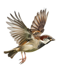 Obraz premium Flying sparrow on transparent or white background