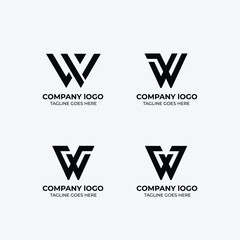 W logo set flat design
