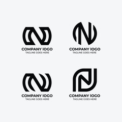 N logo set flat design