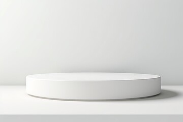 Minimalist white round podium against a plain background, perfect for product display and design presentations.