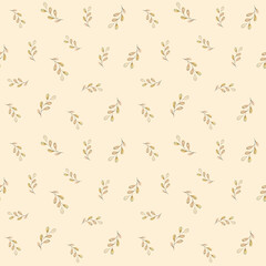 Seamless pattern with watercolor leaves