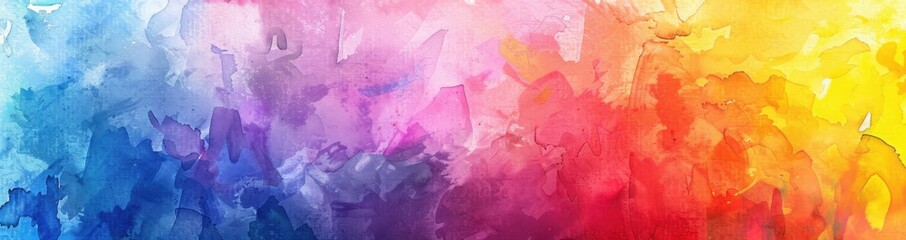 Fototapeta premium Watercolor rainbow color background banner, hand drawn Generative AI