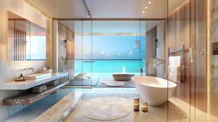 Obraz na płótnie Canvas Beach bathroom - Luxury and modern hotel