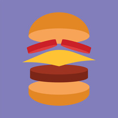 Cartoon burger vector Hamburger icon vector Ham Burger illustration. Burger fastfood