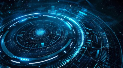 A vibrant representation of advanced digital technology with circular circuit patterns and glowing light effects