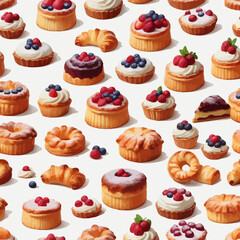 Pastry and Cake Cartoon Design Very Delicious