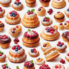 Pastry and Cake Cartoon Design Very Delicious