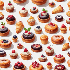Pastry and Cake Cartoon Design Very Delicious