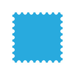 Blue blank postage stamp square shape template vector