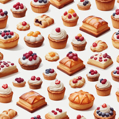 Pastry and Cake Cartoon Design Very Delicious