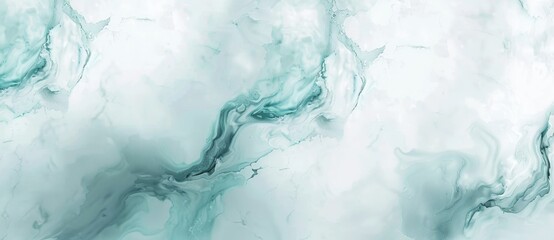 Fototapeta premium Turquoise green and white acrylic paint mixing together creating cells and veins, resembling a beautiful abstract ocean. Ideal for art projects, prints, and backgrounds