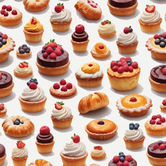 Pastry and Cake Cartoon Design Very Delicious