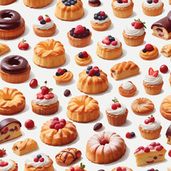 Pastry and Cake Cartoon Design Very Delicious