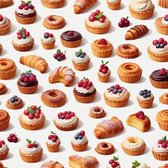 Pastry and Cake Cartoon Design Very Delicious