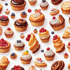 Pastry and Cake Cartoon Design Very Delicious