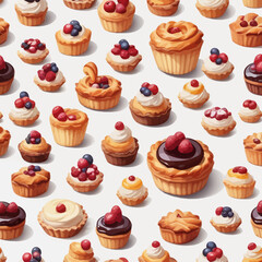 Pastry and Cake Cartoon Design Very Delicious
