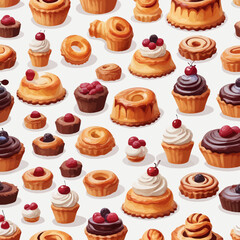 Pastry and Cake Cartoon Design Very Delicious