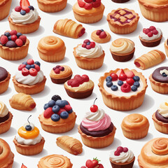 Pastry and Cake Cartoon Design Very Delicious
