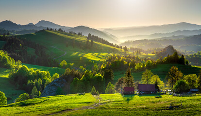 Mountain landscape in the Pieniny National Park at the foot of the Tatra Mountains