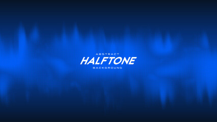 Abstract vector torn blue halftone sound wave. Scrathed dotted texture element.